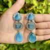 Azure Bliss Pure Brass Designer Earrings in Blue - Image 2