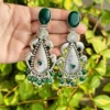 Scarlet Excellence: Green Color High-Quality Premium Earrings - Image 2